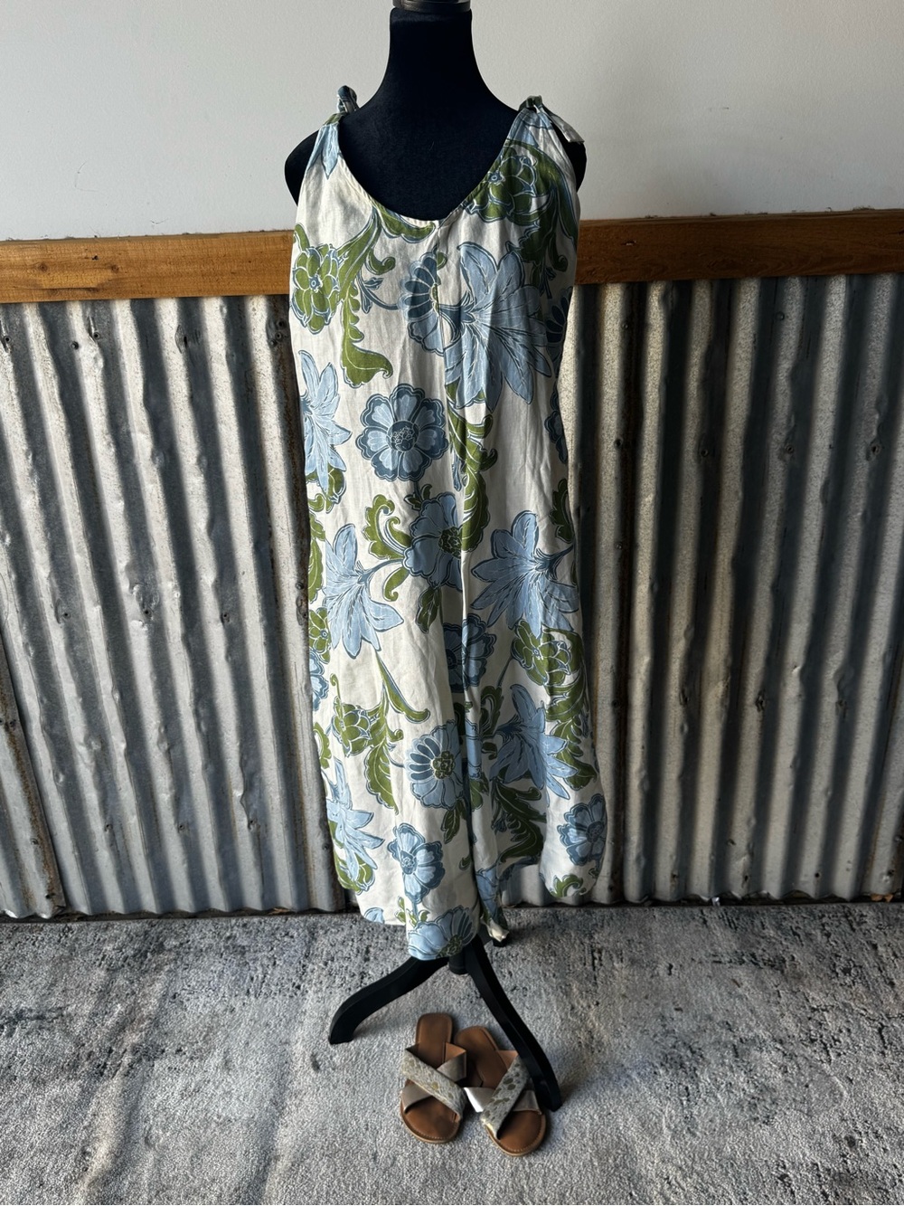 Sleeveless Floral Jumpsuit in Blue & Green